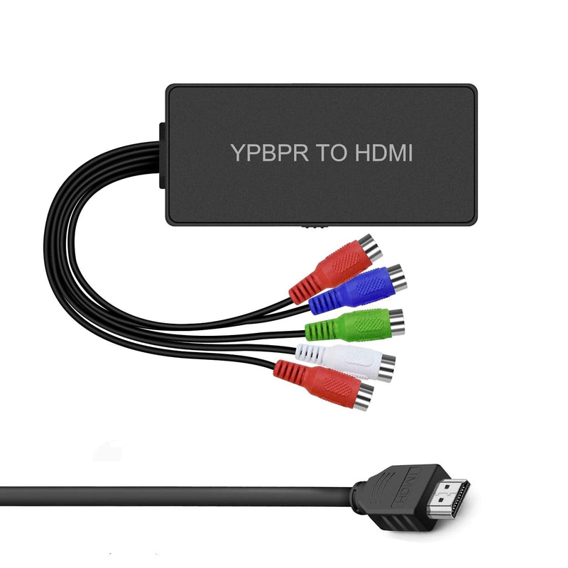 1080P YPbPr to HDMI Converter, 5RCA Video Audio to HDMI Converter, Support 1080P for DVD, VCD, PSP, PS2, Xbox 360, Nintendo NGC to New HDTV Monitor or Projector.