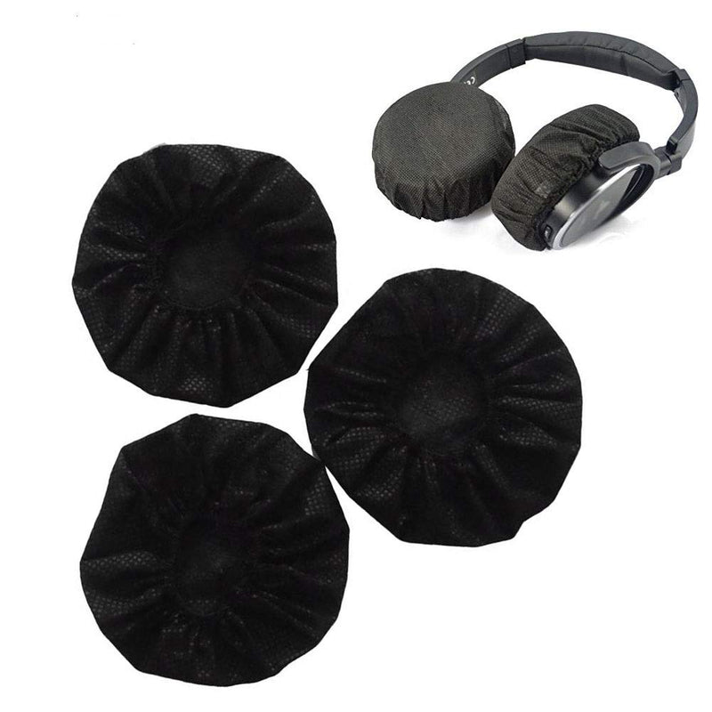 200pcs Stretchable Headphone Cushion Covers , Disposable Sanitary Headphone Covers Replacement Black (11cm) 11cm