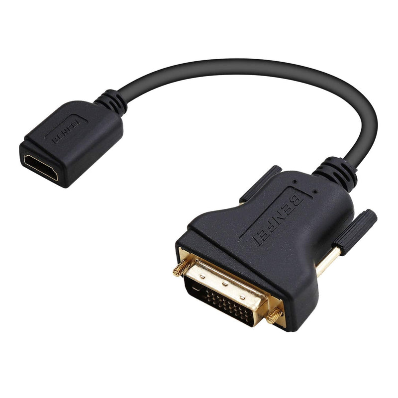 BENFEI DVI to HDMI, Bidirectional DVI (DVI-D) to HDMI Male to Female Adapter with Gold-Plated Cord 1 PACK Cable DVI M to HDMI F