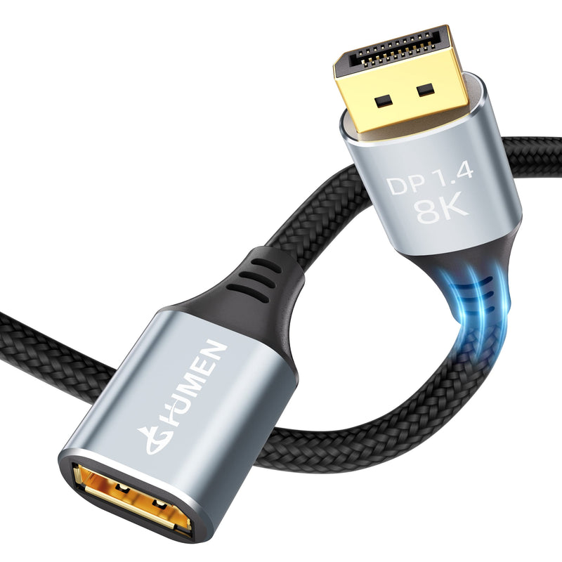 DGHUMEN 8K DisplayPort Extension Cable 5Feet, DP to DP Extension Cable,Male to Female,Supports 8K@60Hz,4K@144Hz-Grey 5 Ft