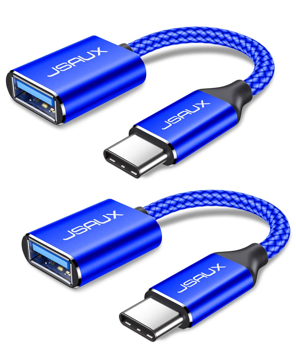 JSAUX USB C to USB Adapter [2 Pack], USB Type C Male to USB 3.0 Female OTG Cable-Blue 2 Pack Blue