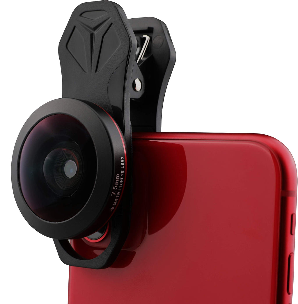 7.5MM Fisheye Lens,No Dark Corners Or Vignetting,for iPhone, Samsung, Pixel,BlackBerry etc,with Clip,Cell Phone Lens