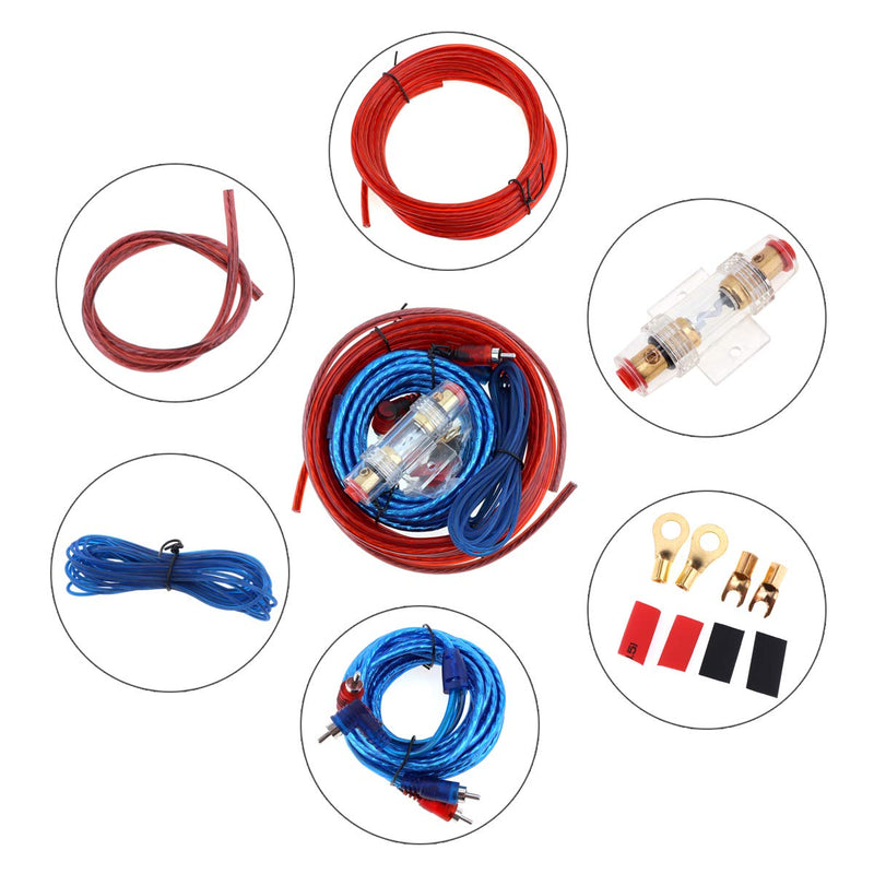 ePathChina Amplifier Installation Kit, Car Audio Wire Wiring Amplifier Subwoofer Installation Kit, Speaker Cables Car Power Cord with Fuse Holder
