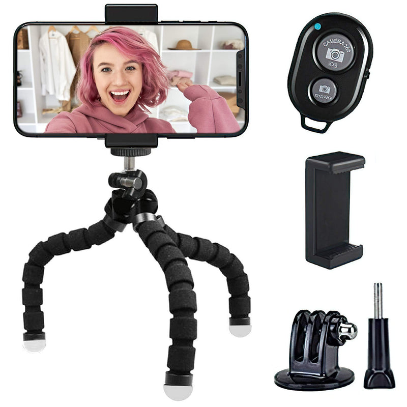Aduro U-Stream Flex Phone Tripod Stand with Wireless Remote, Flexible Phone/GoPro/Camera Tripod for iPhone & Android (Works As A Selfie Stick)