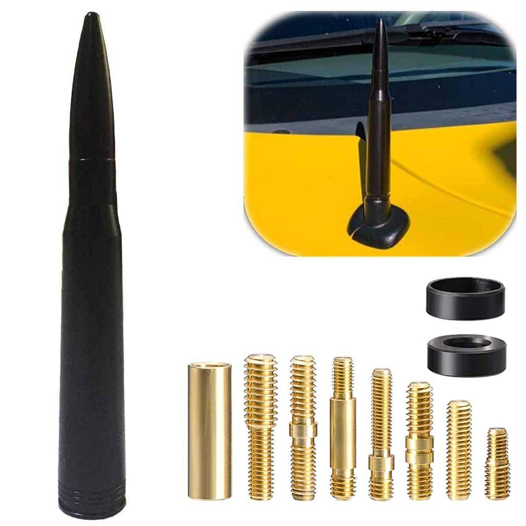 5.5" inch Bullet Stubby Antenna Mast Short Aerial Black Replacement Universal Fit Trucks SUV Car