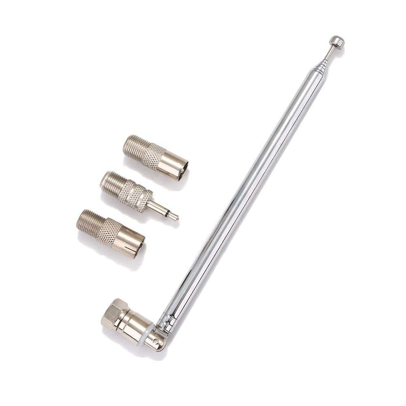 F Type Telescopic Aerial Antenna, 75 Ohm 86-106MHz Antenna, with TV/3.5 Adapter 5V 10W Aerial