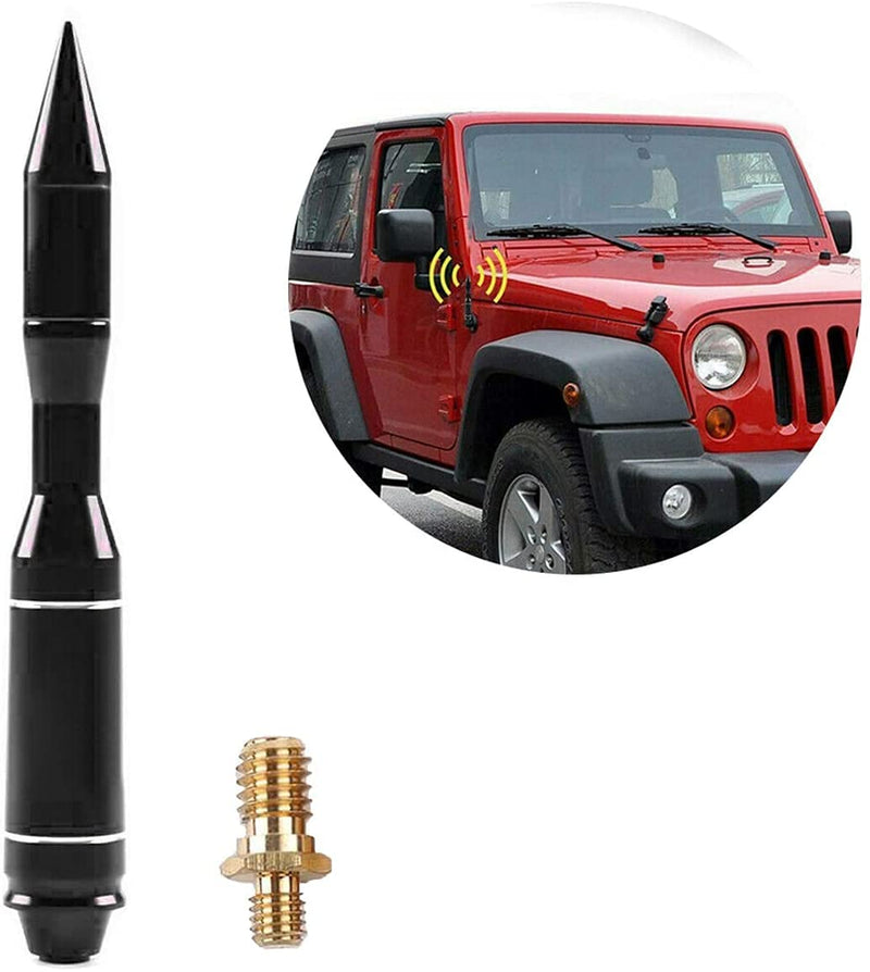ZYTC Bullet Style Stubby Auto Antenna Mast Car Aerial Black Replacement Fit Jeep Wrangler JK & JL & TJ 1997-2019 | 5.7 inches