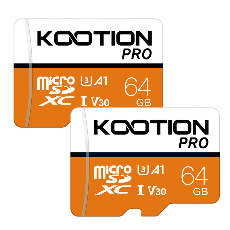 KOOTION 2 Pack 64GB Micro SD Card Class 10 Micro SDXC Memory Card U3 High Speed Flash TF Card, UHS-I U3, A1, 4K Full HD Video V30, 64 GB (2 Pack) 5).2 x 64G