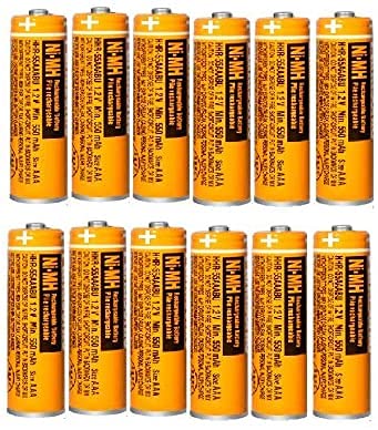 12 Pack HHR-55AAABU NI-MH Rechargeable Battery for Panasonic 1.2V 550mAh AAA Battery for Cordless Phones