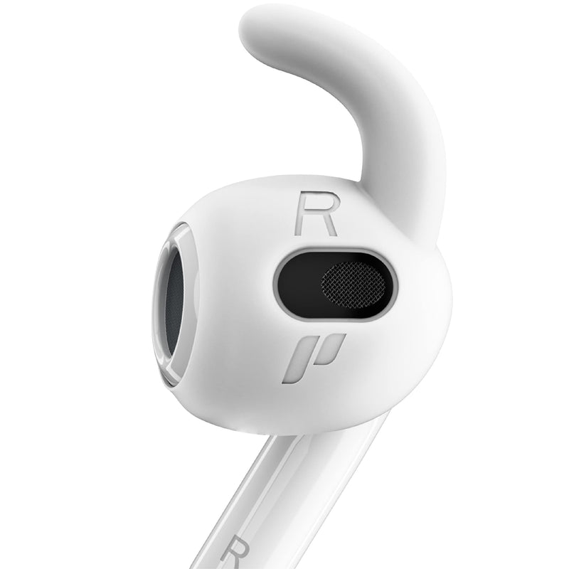 Proof Labs 3 Pairs AirPods 3 Ear Hooks Covers [Added Storage Pouch] Grip Tips Anti Slip Wings Accessories Compatible with Apple AirPod 3rd Generation (White, Medium) PL_S11_WHT_MD