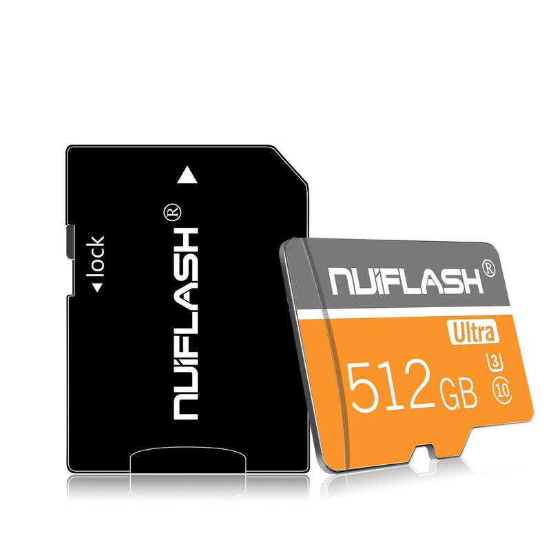 Micro SD Card 512GB (Class 10 High Speed) Memory Card/TF Card with Adapter for Camera, Phone, Computer, Surveillance,Drone