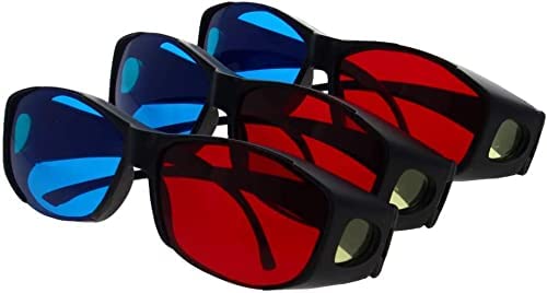Heyiarbeit 3pcs Red-Blue 3D Glasses Plastic Frame Black Resin Lens 3D Movie Game-Extra Upgrade Style