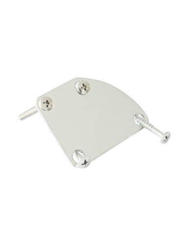 Metallor Electric Guitar Neck Plate Curved Cutaway Semi Round Neck Joint Back Mounting Plate 4 Holes with Screws Compatible with Stratocaster Telecaster Style Guitar Bass Parts Replacement Chrome