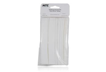 NTE Electronics 47-20806-W Heat Shrink Tubing, Thin Wall, 2:1 Shrink Ratio, 1/2" Diameter, 6" Length, White (Pack of 12)