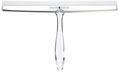 iDesign Zia Metal and Plastic Bathroom Squeegee for Shower, Glass Doors, Floors, Mirrors, with Suction Hook Holder , 12 Inches, Clear and Stainless Steel 12" Inch Set of 1