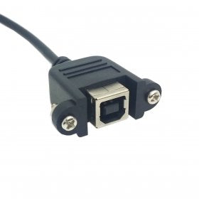 Chenyang CY USB 2.0 Type B Male to Type B Female Extension Cable with Screws for Panel Mount 50cm 90 Degree Left Angled