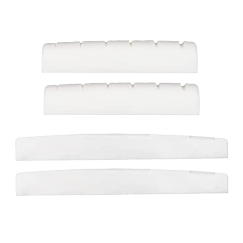 MAXCHEER 6 String Acoustic Guitar Bone Bridge Saddle and Nut Made of Real Bone (2 set Acousitc Bone Saddle and Nut) 2 set Acousitc Bone Saddle and Nut