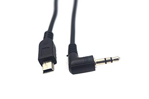 Duttek Right Angled 90 Degree 3-Pole 3.5mm DC Male AUX Audio Jack to Mini USB Male Microphone Adapter Cable-0.3m/Black