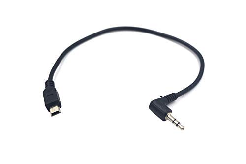 Duttek Right Angled 90 Degree 3-Pole 3.5mm DC Male AUX Audio Jack to Mini USB Male Microphone Adapter Cable-0.3m/Black