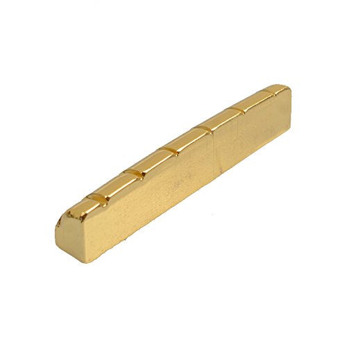 GETMusic 6-String Acoustic Guitar Brass Nut and Saddle Gold Plated 1 Set Acoustic Guitar Nut and Saddle