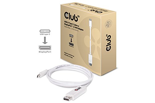 Club3D CAC-1517 USB-C to DisplayPort Adapter Cable (3.93'/1.2m) for 2016 MacBook Pro, Retina 2015/2016, Chromebook Pixel 2015, Thunderbolt 3