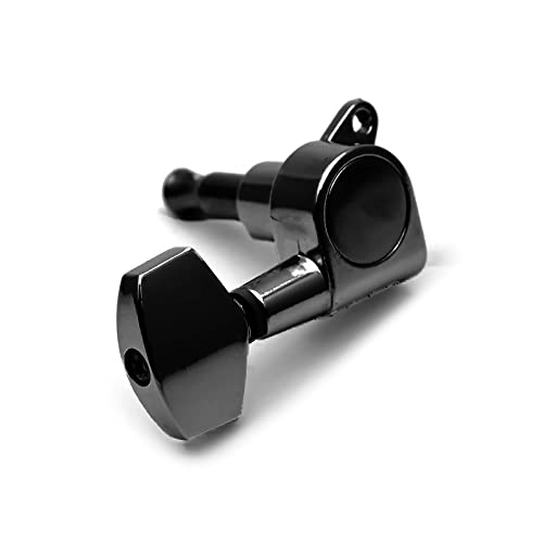 SAPHUE 6 Pieces 6R Guitar tuner pegs,Big Square Sealed guitar tuning pegs tuners machine heads,for Acoustic or Electric Guitar (Black) Black
