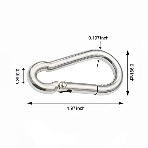 2inch Carabiner Clip 6 Pack,Spring Snap Hooks Small , Key Chain Snaps, Tightener M5