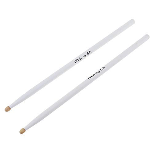 OriGlam 2Pcs 5A Drum Sticks, 5A Maple Wood Drumsticks, Non-Slip Drum Sticks, 5A Wood Tip Maple Wood Drumstick For Kids Students and Adults (White)