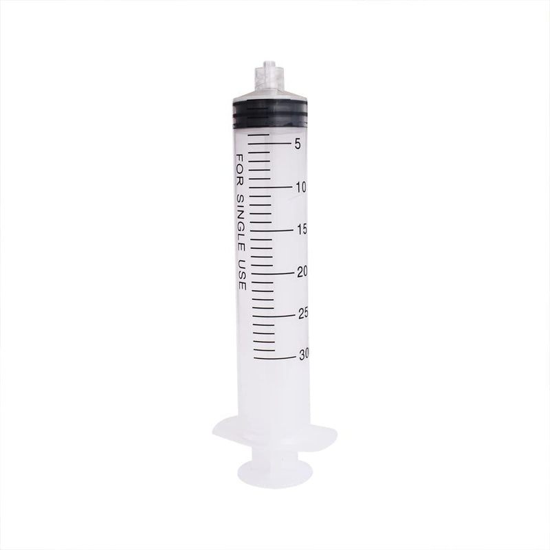 Albedel 6 pcs 30ML/CC Plastic Syringe Disposable Individual Sealed Wrap Without Needle with Measurement for Scientific Feeding Pets Labs Watering Dispensing