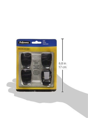 Fellowes 4-Pack Adjustable Panel Clip, 1-1/4 by 5/8 by 1-7/8-Inch, Graphite