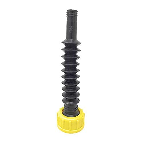 Retail Pack Flexible Replacement Gas Spout with 2 Screw Collar Caps(1 Fine & 1 Coarse - Fits Most Of The Cans), 2 Base Caps, 1 Stopper Cap and 1 Stainless Steel Filter/Flame Arrestor.