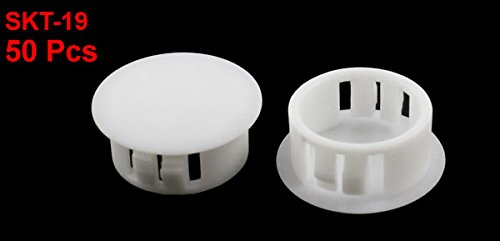 uxcell 50 Pcs SKT-19 19mm Insulated White Plastic Snap in Mount Domed Blank Lock Hole Cover Harness Fastener