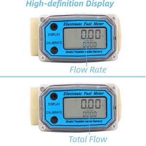 Fuel Flow Meter, Mini Digital Turbine Flowmeter Diesel Fuel Flow Meter 15-120L/min 1" NPT, for Measuring Diesel Urea Kerosene
