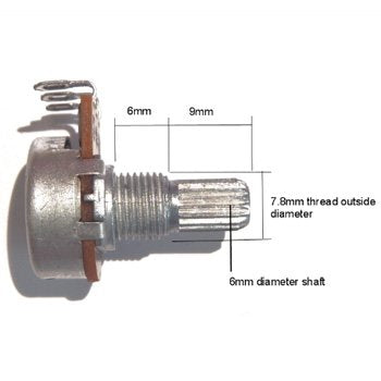 A250K log guitar potentiometer 16mm diameter 18mm shaft tone volume