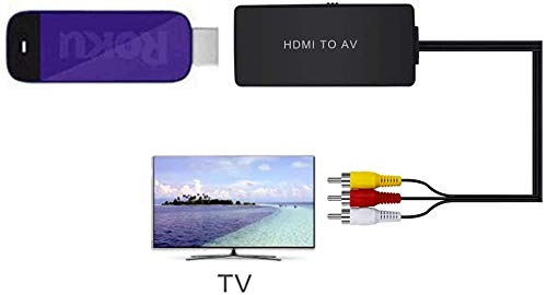 HDMI to AV Converter HDMI to RCA Composite Converter Adapter Compatible with Roku Stick Support PAL/NTSC, Support1080P (HDMI to AV Adapter)