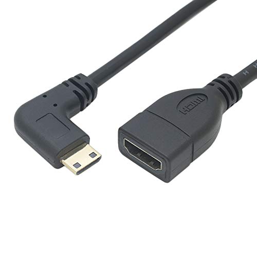 15CM High Speed 90 Degree Mini HDMI Right-Toward Male to HDMI Female Cable Adapter Connector Support 1080P Full HD, 3D (0.15m, Left Angle) 0.15m