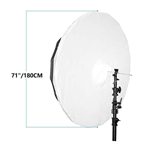 HappyGo 7-Foot Parabolic Umbrella Front Diffuser Cover,Umbrella Diffuser Soft Light Cloth for 16 Rods Black/Silver Parabolic Reflective Lighting Umbrella Fixed with Elastic Band
