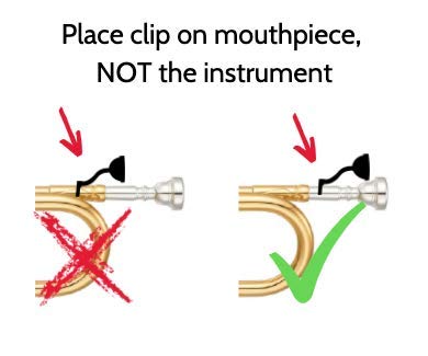 Brasstache - Clip-on Mustache for Small Shank Trombone or Baritone Mouthpiece