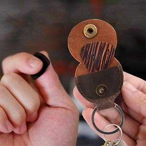 Rustic Leather Guitar Pick Holder Case With Keychain Full Grain Leather Multipurpose Handmade By Nabob Leather