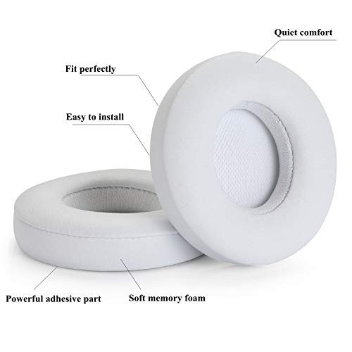 [AUSTRALIA] - Replacement Earpad Cover, Ear Cushion Pads Compatible with Solo 2.0 3.0 Wireless Headphones by Dr. Dre 1 Pair (White) White 