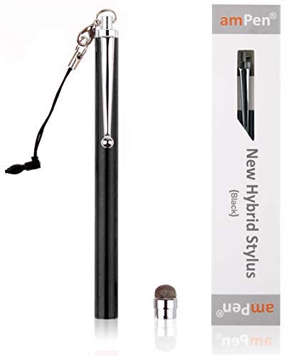 amPen Hybrid Stylus Pen - Interchangeable Hybrid Tip Touchscreen Stylus (Black) Black