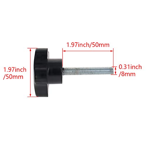 Othmro Black 8mm(M8) x 50mm Thread Replacement Star Hand Knob Tightening Screws 2Pcs M8x50