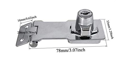 SAUTOP Keyed Hasp Locks - 2 PCS Zinc Alloy Silver Twist Knob Keyed Locking Hasp for Door,Cabinet,Desk,Warehouse,Stock Chrome Plated Hasp Lock Catch Latch with Screws