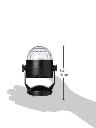 Tinc Boogie usb and battery Mini Disco DJ 3W Stage RGB LEDs, Sound Activation and Rotation. Glitter Ball Changing Light for Home, School or Office, Multi-Colour