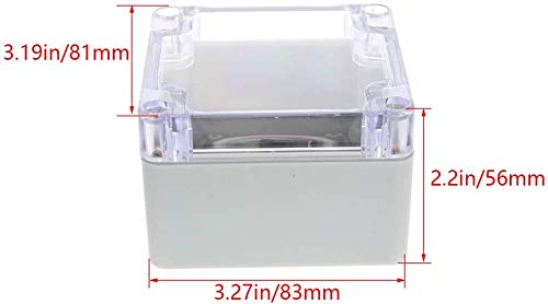 Heyiarbeit ABS Plastic Junction Box Dustproof Waterproof IP65 Electrical Enclosure Box Universal Project Enclosure Grey with PC Transparent Clear Cover 3.27" x 3.2" x 2.21" (83x81x56mm)