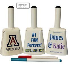 COWBELLS: Loud 7" White Cowbell with Easy-to-Hold Handle. Excellent Noise Maker Powdercoated Steel Bell. Great Cheering Cow Bell for Sporting Events, Weddings, Rallies, School Spirit. Best Cowbell!