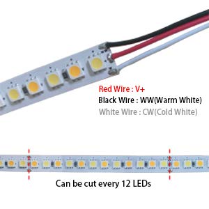 [AUSTRALIA] - LEDENET 16.4ft LED Flexible Light Strip,600 Units SMD 5050 LEDs,24V Non-Waterproof LED Ribbon Warm White and Daylight White Adjustable 2800K-7000K 