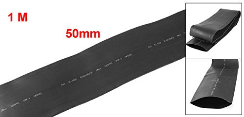 [AUSTRALIA] - uxcell s14100400am3045 1 Meter 50mm Dia 82mm Flat Width Ratio 2:1 Heat Shrinkable Shrinking Tube Black (Pack of 1) 