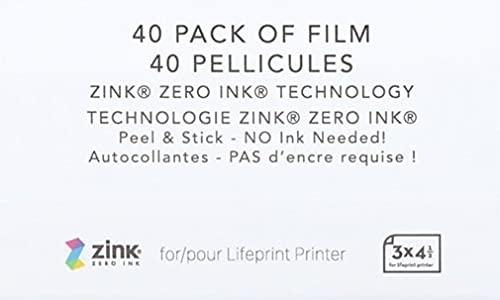Lifeprint 40 Pack of Film for Lifeprint Augmented Reality Photo and Video Printer. 3x4.5 Zero Ink Sticky Backed Film 40-pack