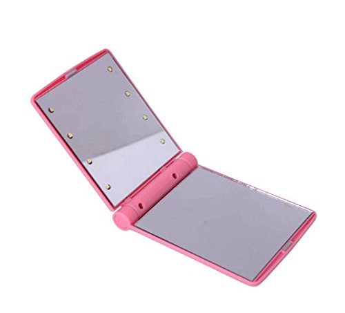 Pink Pocket Mini LED Make Up Mirror Cosmetic Mirror Folding Portable Compact Pocket Gift